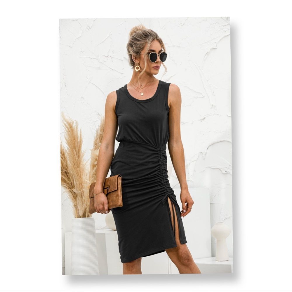Sleeveless Dress Drawstring
